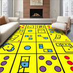 Retro Yellow Geometric Shapes Rug