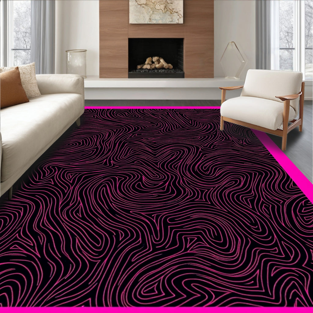 Bold Pink Topographic Swirl Rug