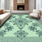 Mint Green Intricate Floral Medallion Rug