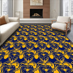 Deep Blue Golden Baroque Scroll Rug
