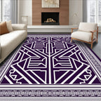 Deep Purple Geometric Art Deco Lines Rug