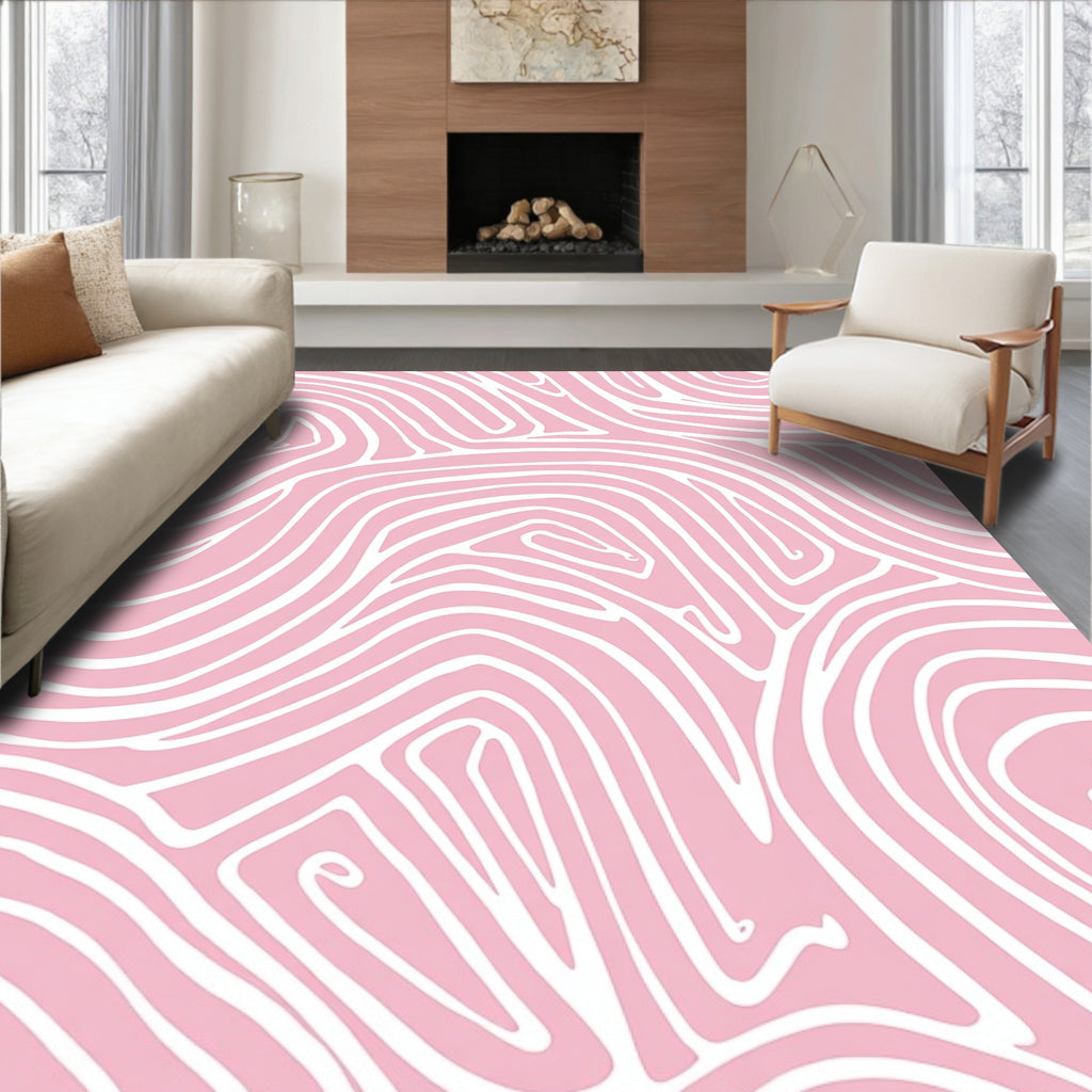 Soft Pink Swirling Lines Rug