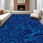 Deep Blue Swirl Abstract Rug