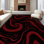 Crimson Swirl Abstract Lines Rug