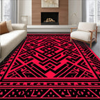 Crimson Geometric Labyrinth Art Rug