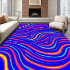Vibrant Royal Blue Wavy Stripe Rug