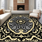 Intricate Gray Black Archway Floral Rug