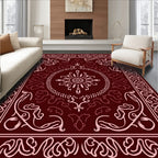 Crimson Floral Medallion Square Rug