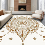 Brown Floral Sunburst Medallion Rug