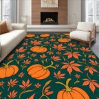 Autumn Pumpkin Leaf Medallion Rug