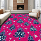 Vibrant Pink Evergreen Starry Night Rug