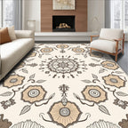 Vintage Beige Floral Mandala Rug