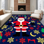 Whimsical Santa Claus Christmas Snowflakes Rug