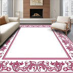Crimson Elaborate Floral Border Rug