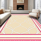 Pink Beige Interlocking Chain Border Rug