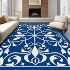 Classic White Floral Blue Medallion Rug