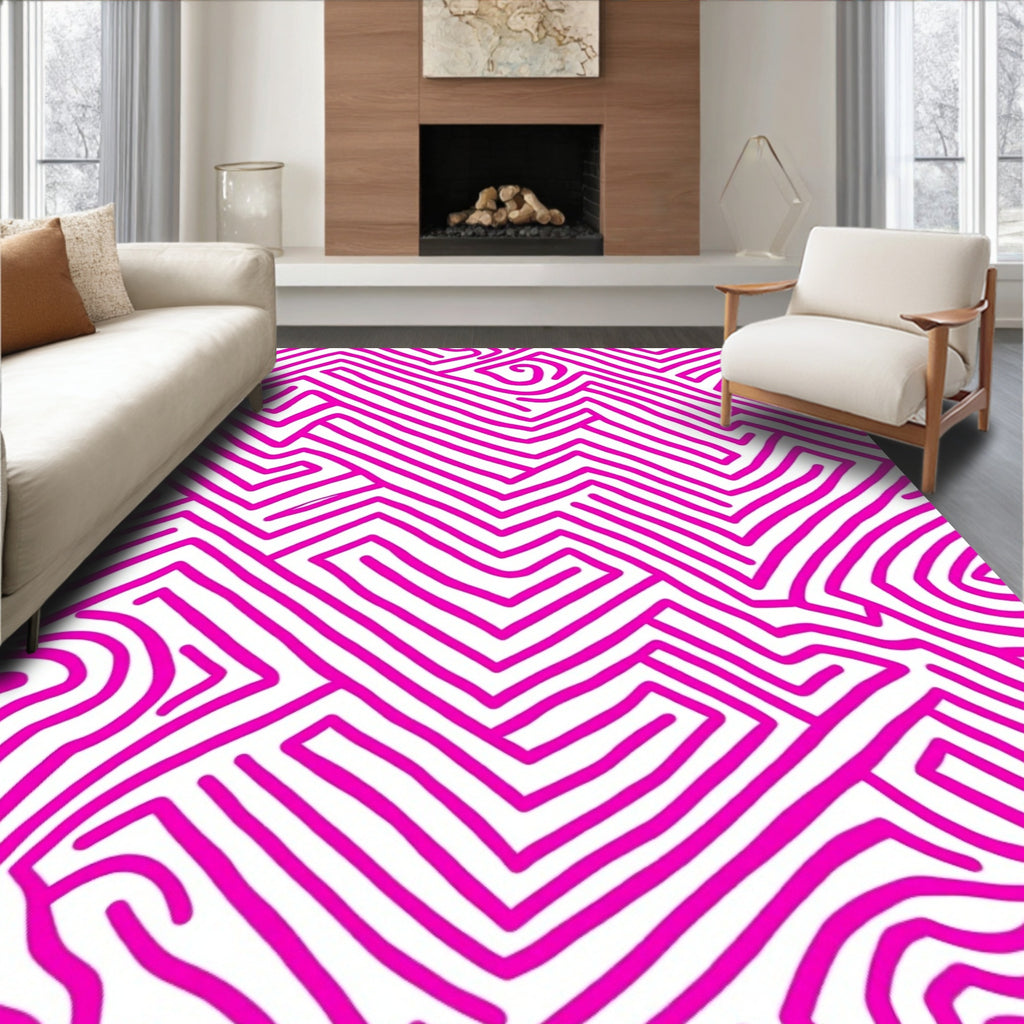 Hot Pink Maze Lines Rug