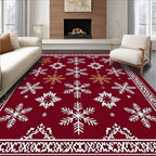 Rich Red Snowflake Winter Harmony Rug