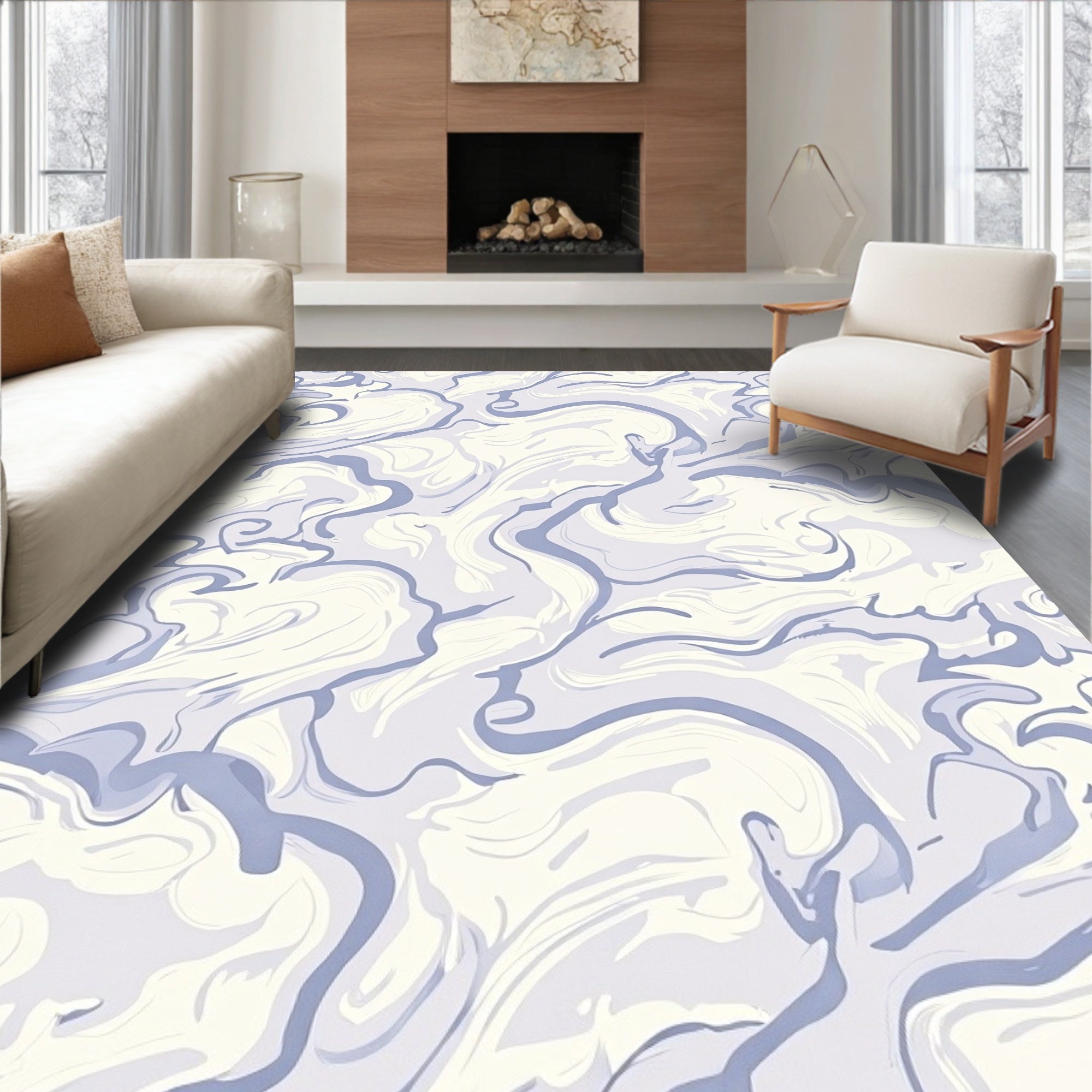 Pastel Swirl Abstract Marbling Rug