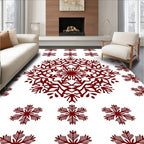 Crimson Snowflake Mandala Arrangement Rug