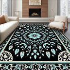 Art Nouveau Teal Floral Centerpiece Rug