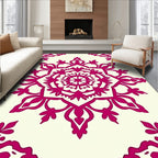 Crimson Floral Medallion Cream Rug