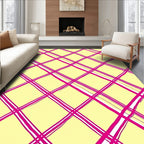 Bright Pink Diagonal Plaid Lines Rug
