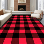 Red Black Gingham Plaid Home Accent Rug