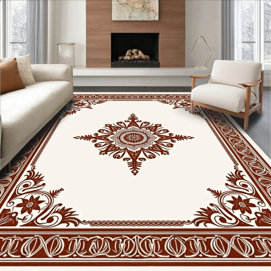 Rich Brown Central Medallion Floral Rug