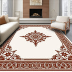 Rich Brown Central Medallion Floral Rug