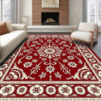Rich Red Floral Medallion Tapestry Rug