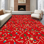 Red Floral Vines And Paisley Rug