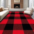 Red Black Buffalo Check Plaid Rug