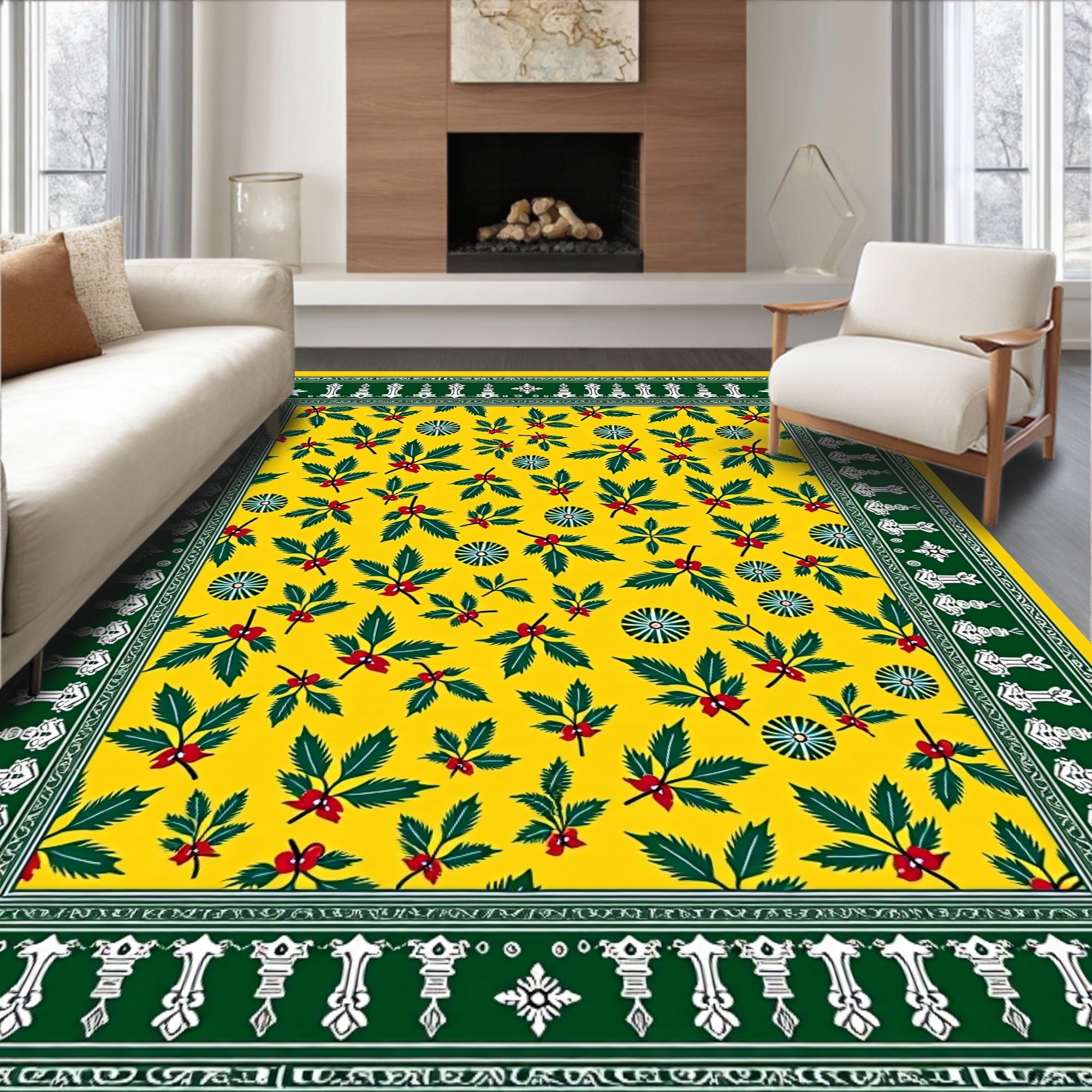 Golden Yellow Holly Berry Rug
