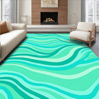 Cool Aqua Wave Abstract Rug