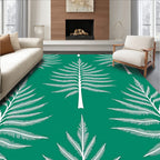 White Palm Tree Tropical Emerald Rug
