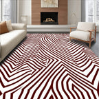 Deep Crimson Wavy Geometric Abstraction Rug