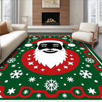 Festive Black Santa Snowflake Border Rug