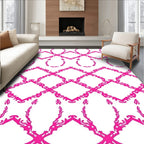 Hot Pink Ornate Lattice Oval Rug