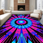 Vibrant Neon Pink Blue Sunburst Rug