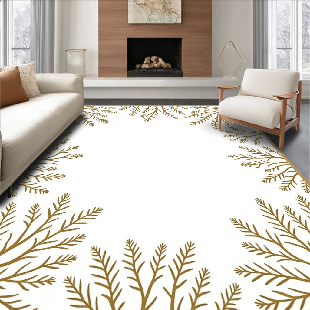 Golden Branch Corner Border Rug