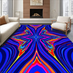 Vibrant Blue Magenta Yellow Starburst Rug