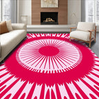 Crimson Sunburst Ethnic Mandala Rug