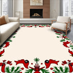 Crimson Cardinals Forest Border Rug