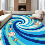 Oceanic Swirl Starfish Seashells Rug