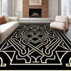 Black Yellow Abstract Labyrinth Rug