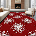 Crimson White Floral Bloom Medallion Rug