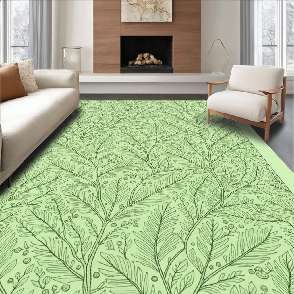 Verdant Green Botanical Vine Rug
