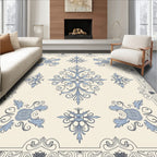 Pale Blue Floral Medallion Symmetry Rug