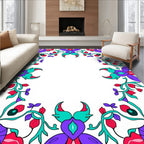 Vibrant Purple Teal Floral Flourish Rug